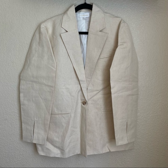 Rachael Wang Oversized oatmeal blazer neutral NWOT size Large - Picture 3 of 12